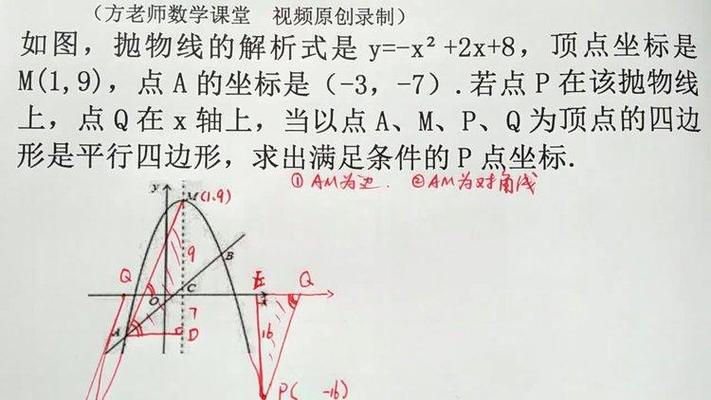 初中数学二次函数平行四边形存在性问题解题步骤图解