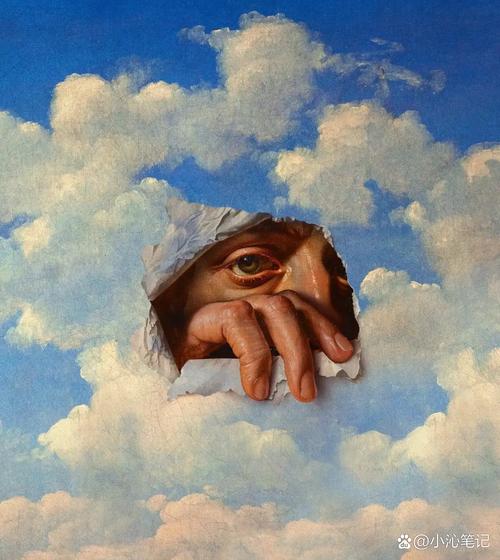 暗室中人物凝视镜面产生幻觉的超现实插画