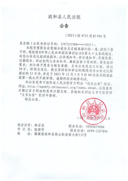 离婚诉讼公告送达人民法院公告网截图