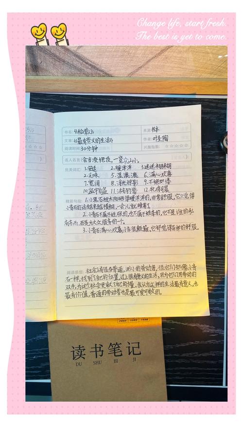 学生使用三句话笔记法记录阅读心得