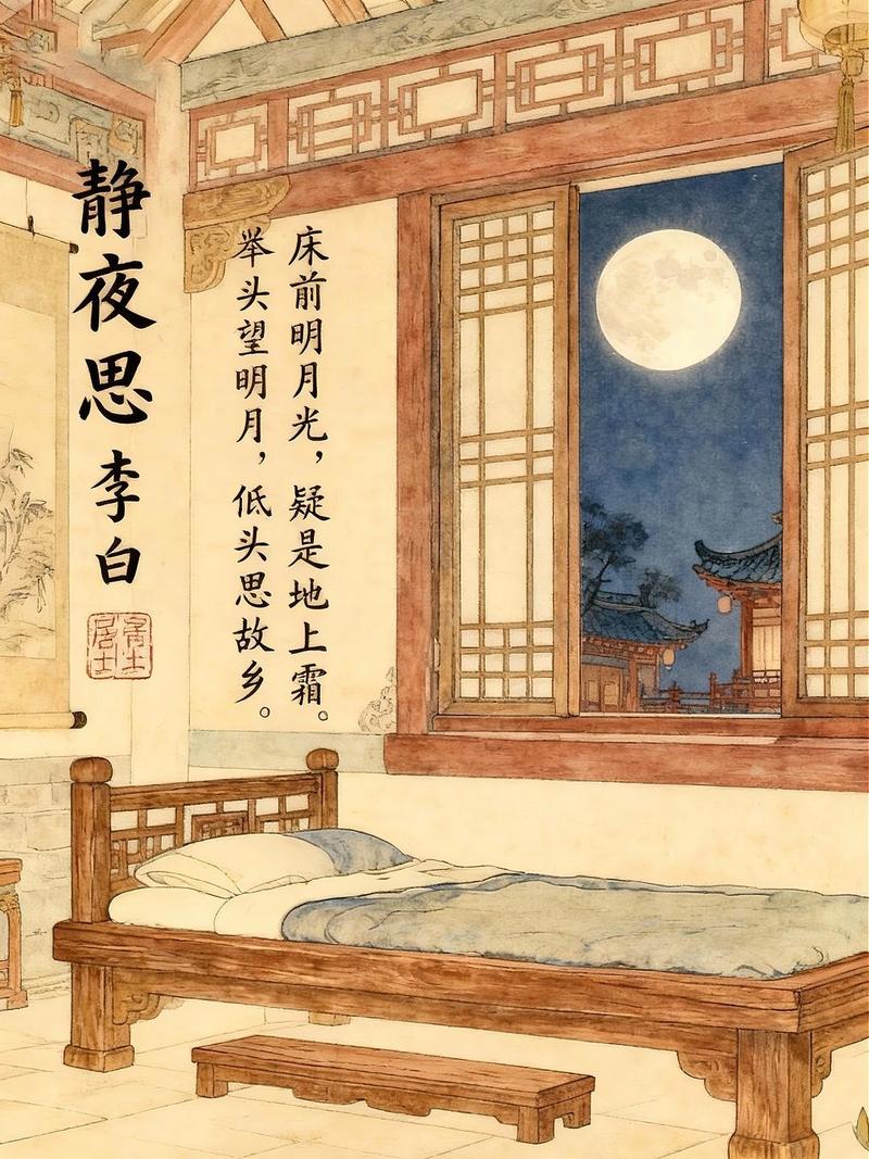 李白静夜思 月夜窗前景象