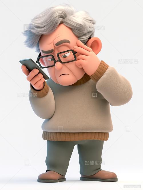 老年人面对智能设备的困惑表情