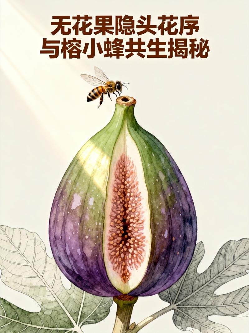 无花果内部花序与榕小蜂授粉示意图
