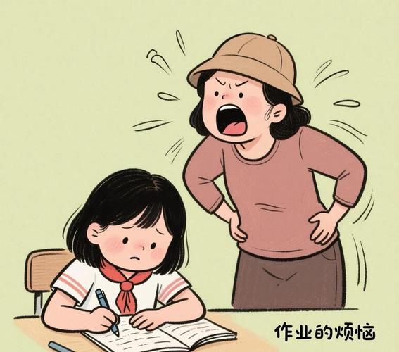 家长陪娃写作业不停催促场景图