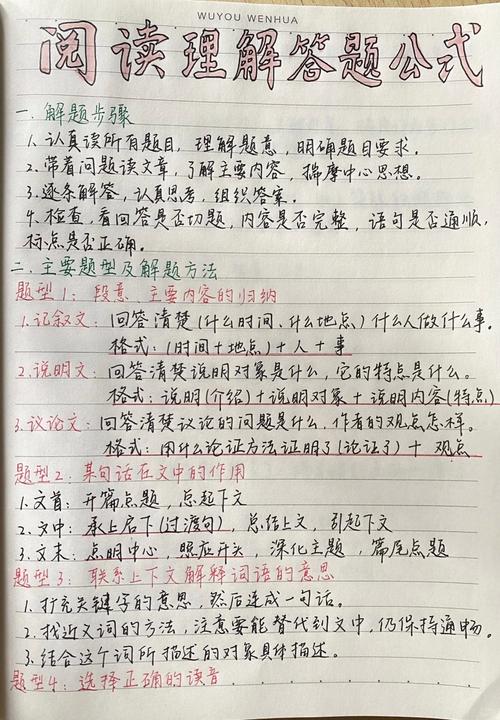 小学生语文阅读题型知识点拆题笔记