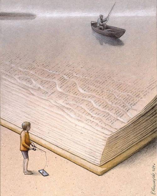 读者面对晦涩现代诗困惑的表情插画