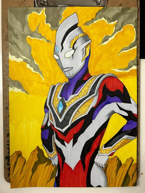 儿童手绘咏鹅主题奥特曼插画作业