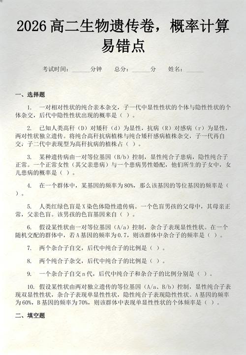 高中生物遗传概率错题整理笔记