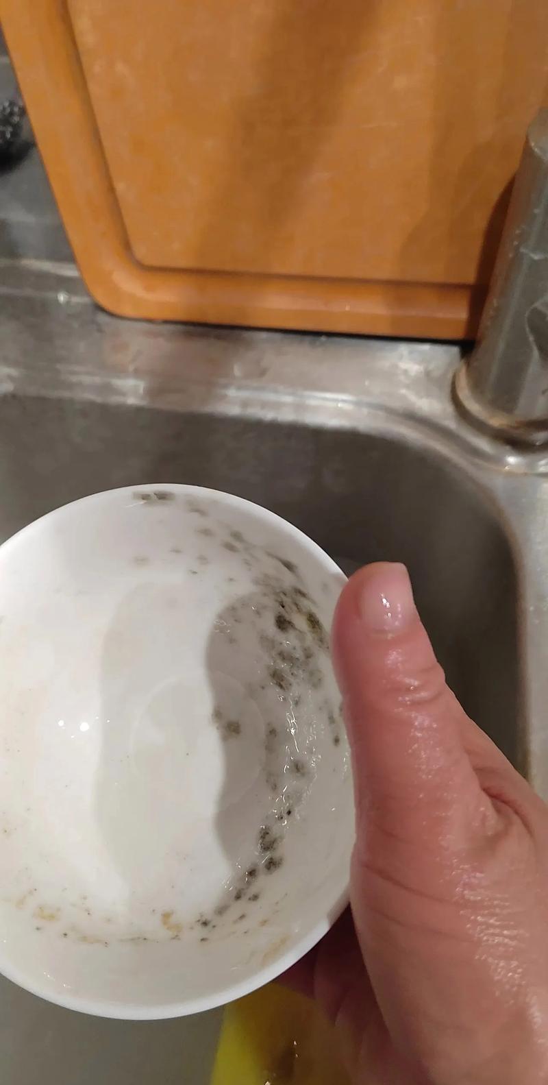 不当收纳长出霉点的家用餐具实拍