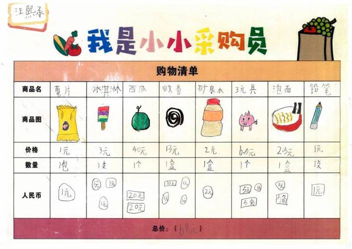 孩子逛超市比较价格标签学习消费技巧