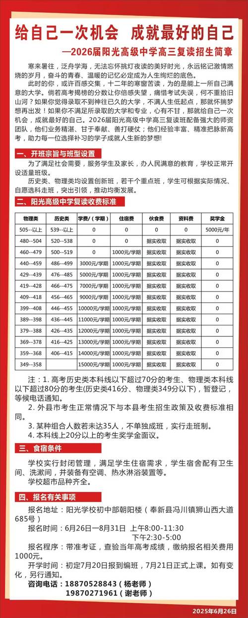 高中复读班招生简章对比表