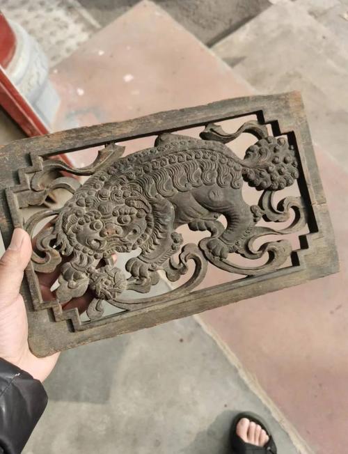清代柏木雕花板实物特写