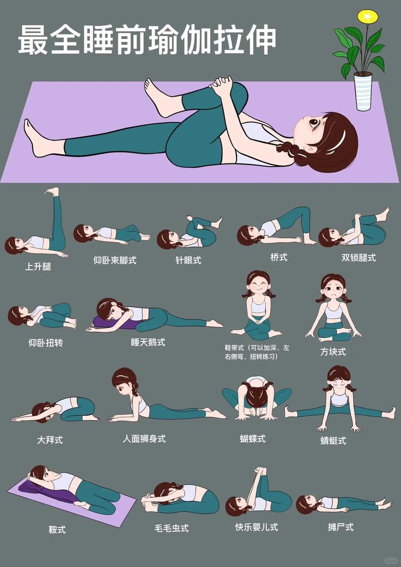 睡前床上抱膝拉伸动作示意图