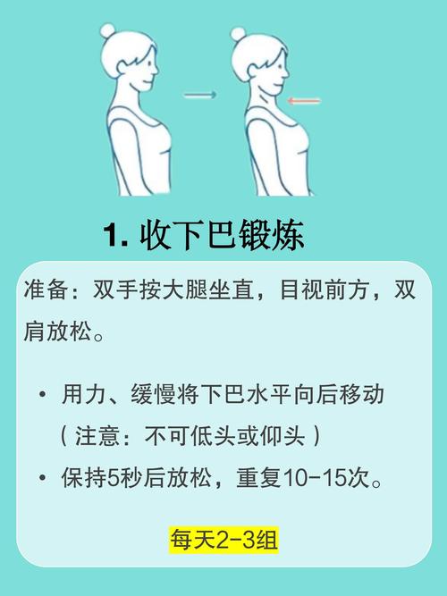 候机座椅上收下巴颈椎放松动作示意图