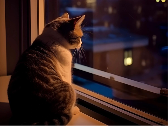 猫咪深夜走廊奔跑光影模糊效果