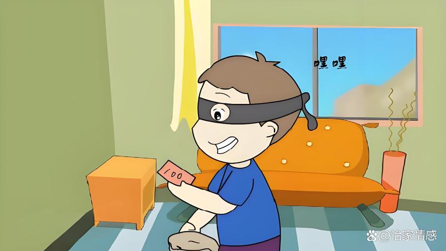 孩子偷拿家长钱包被发现 慌张表情