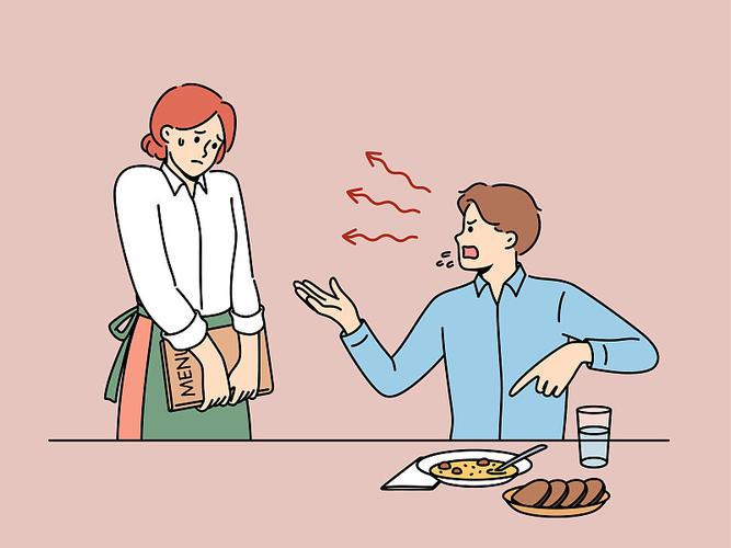 餐桌上有人大声吧唧嘴的尴尬场景插画