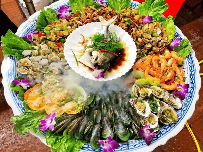 酒店婚礼试菜海鲜拼盘特写