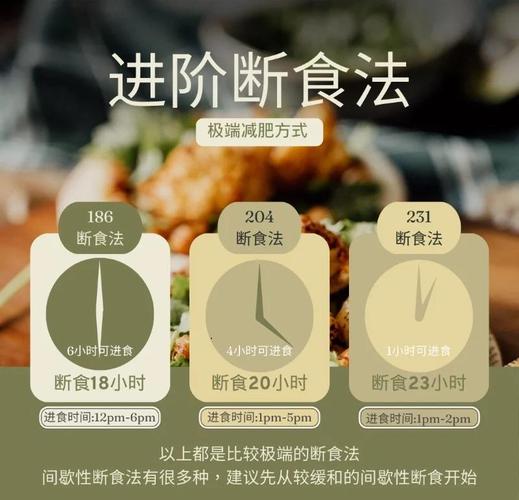 常见间歇性断食进食时间示意图