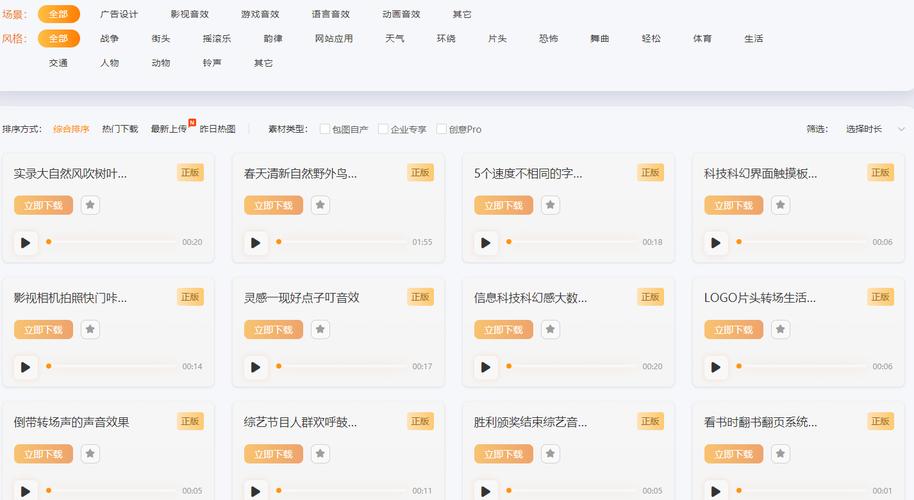 商用音效素材授权说明页示例