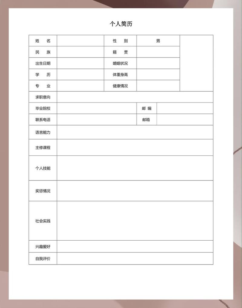 中学生升学简历一页纸模板