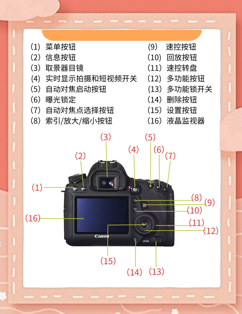单反相机半按快门锁焦操作示意图