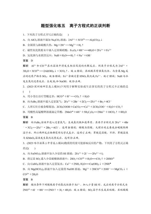 高中化学离子方程式正误判断错题草稿纸