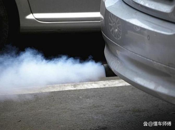 车主蹲在私家车排气管口闻汽油味场景图