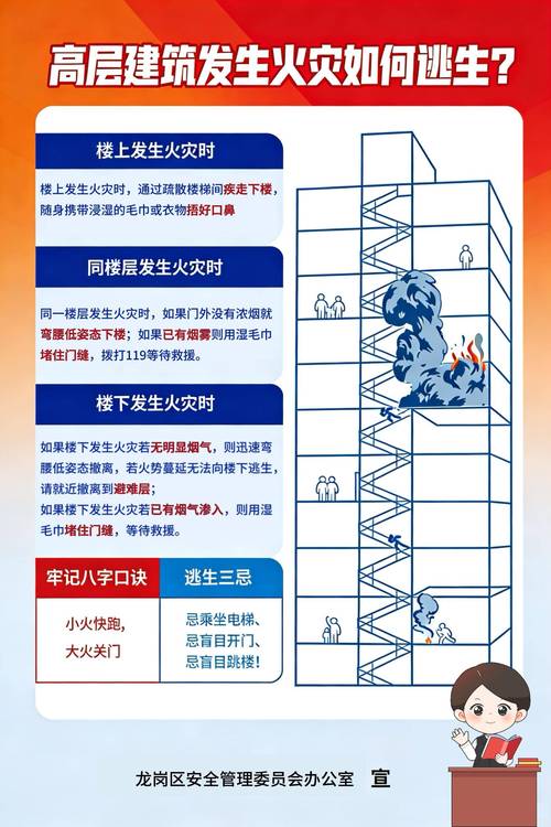 高层住宅火灾逃生路线示意图