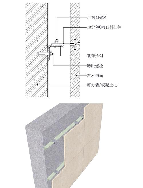 大理石背景墙干挂安装细节图