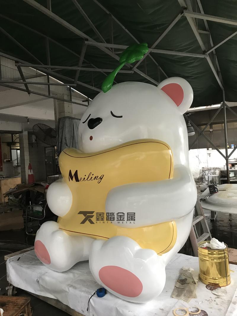 掉漆不锈钢小熊书桌摆件