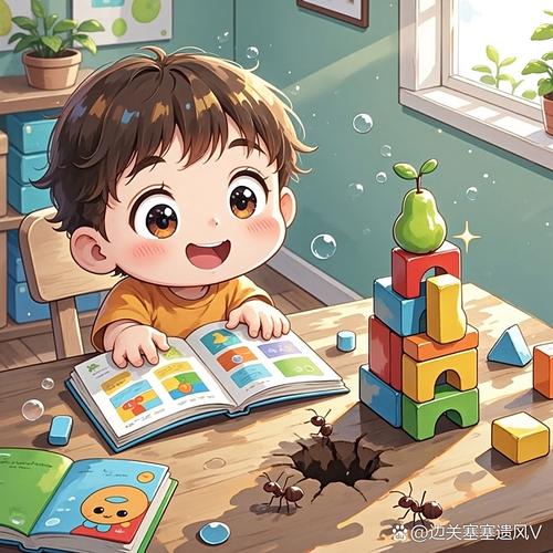 小朋友趴在书桌改绘本故事结局手绘图