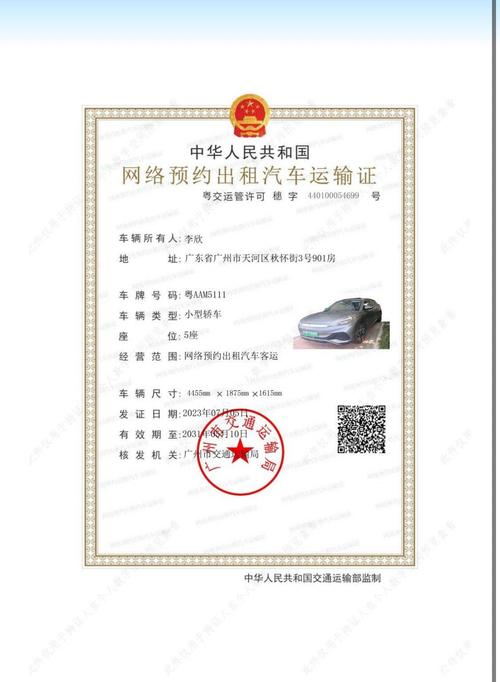 网约车道路运输证经营区域核定范围公示牌