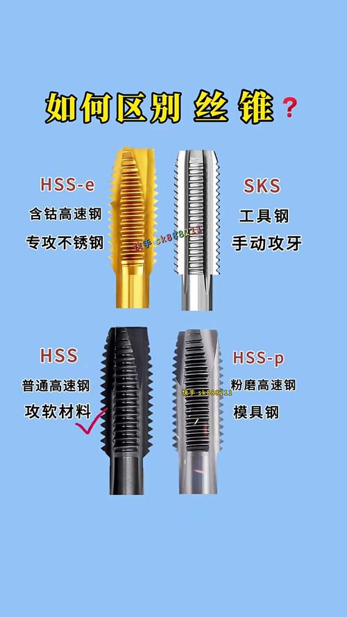 不同加工材质适用的机用丝锥对比图