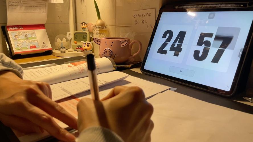 一个人用业余时间学习新技能的桌面场景图