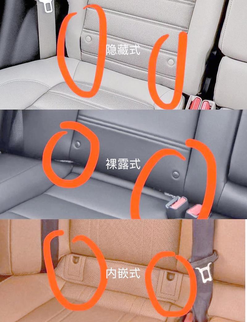 汽车后排安装ISOFIX接口的细节图