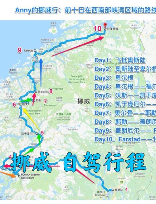 挪威自驾途中摊开的纸质公路地图册