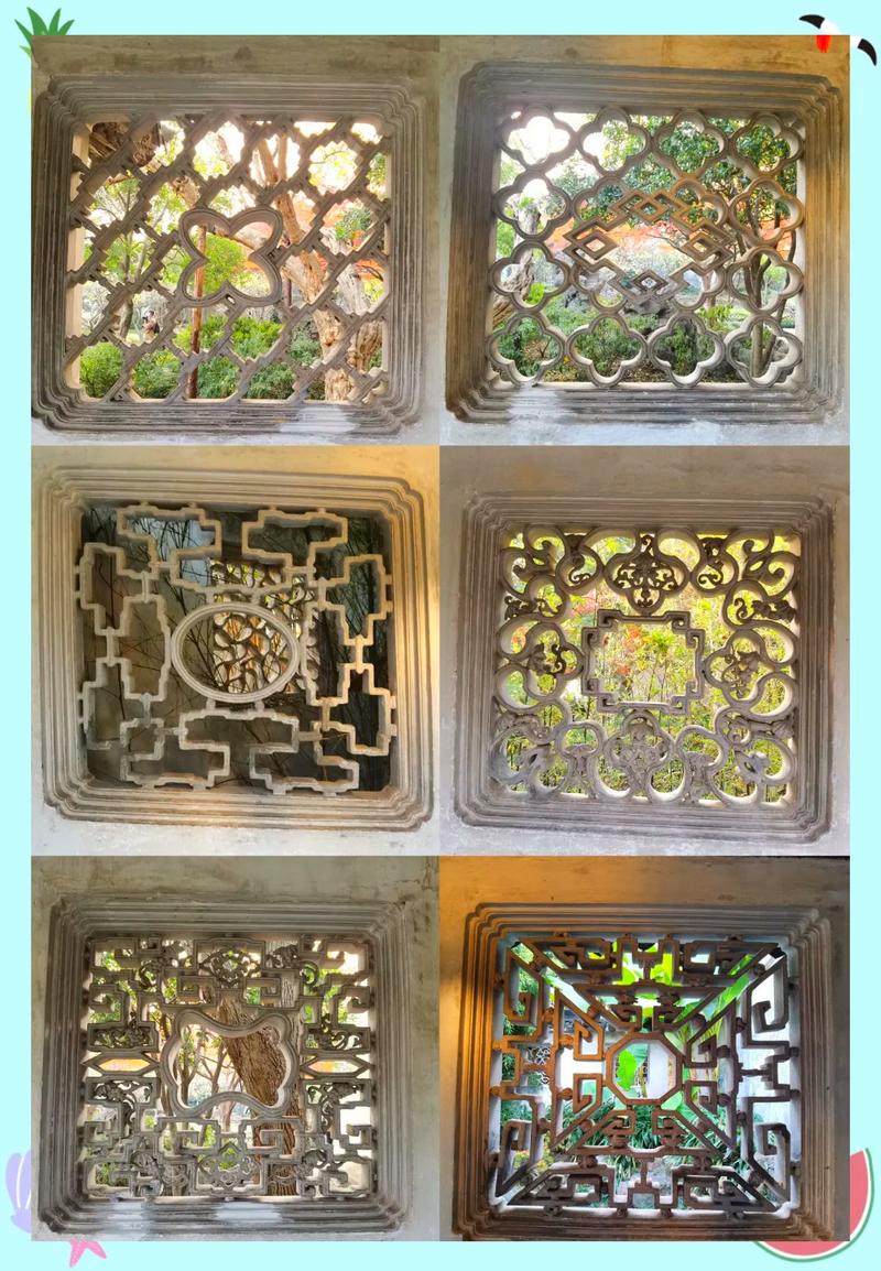 徽派建筑窗棂雕刻蝙蝠纹样细节
