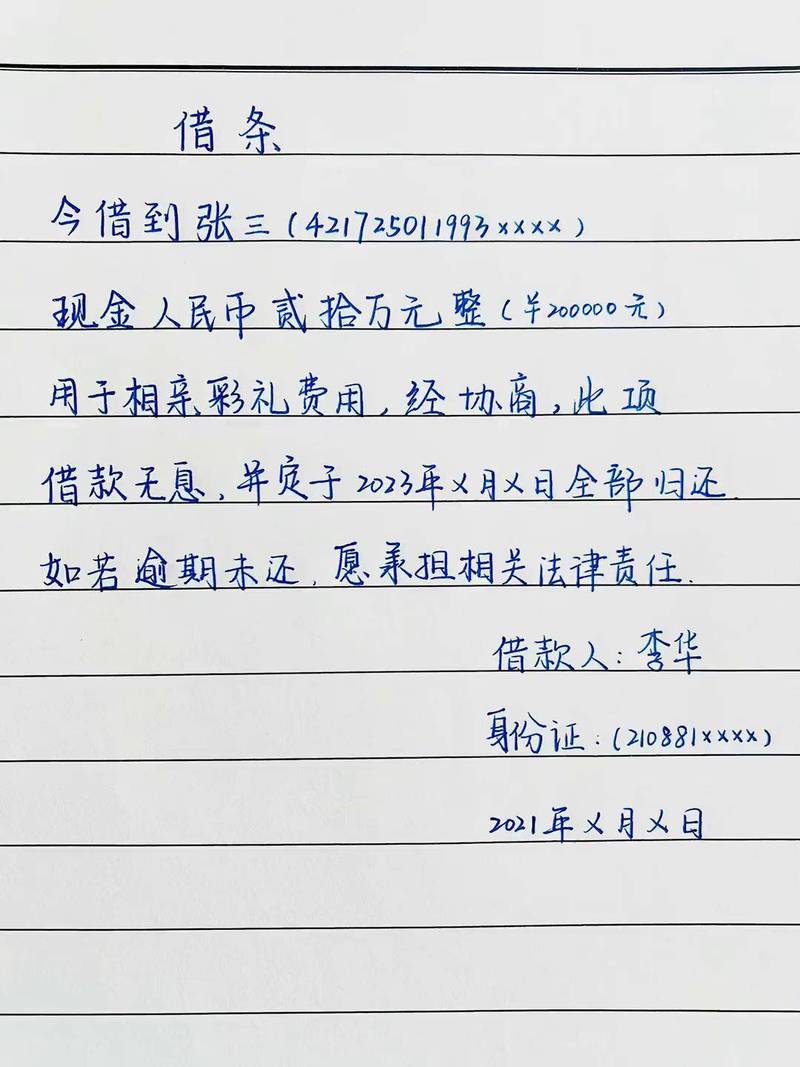 自然人手写借条捺印画押实拍图