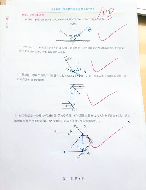 初中物理光反射作图人眼视物光路考题错题
