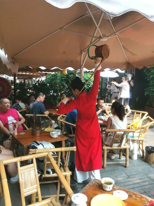 成都斌升街老茶摊竹椅长嘴壶