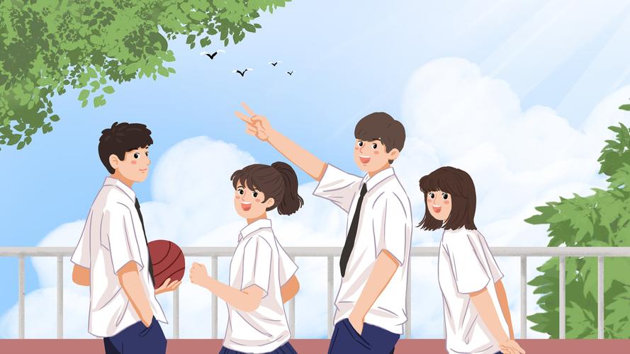 中学操场看台边老师给躲着看漫画的学生递常温矿泉水的场景