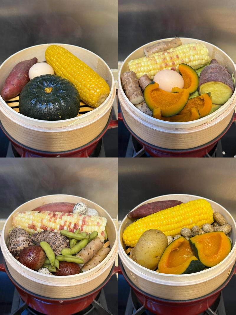 家常健康蒸制食材成品摆盘图