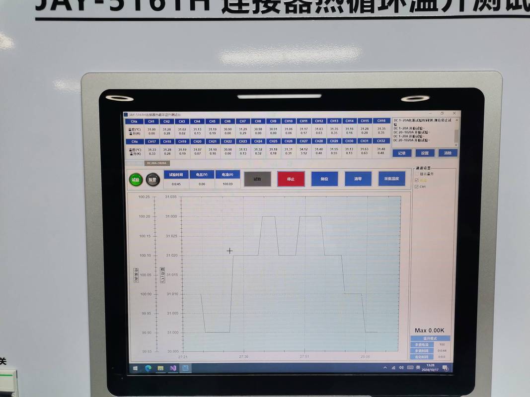 冷却器热工测试台连接电脑显示实时效率数据的界面
