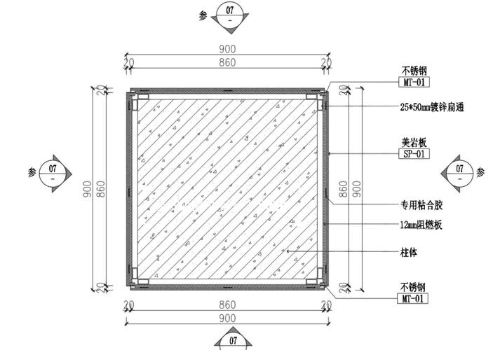 石材造型收边收口工艺剖面图