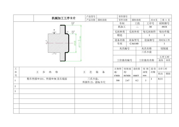 机械设计加工工序前置核对表示例