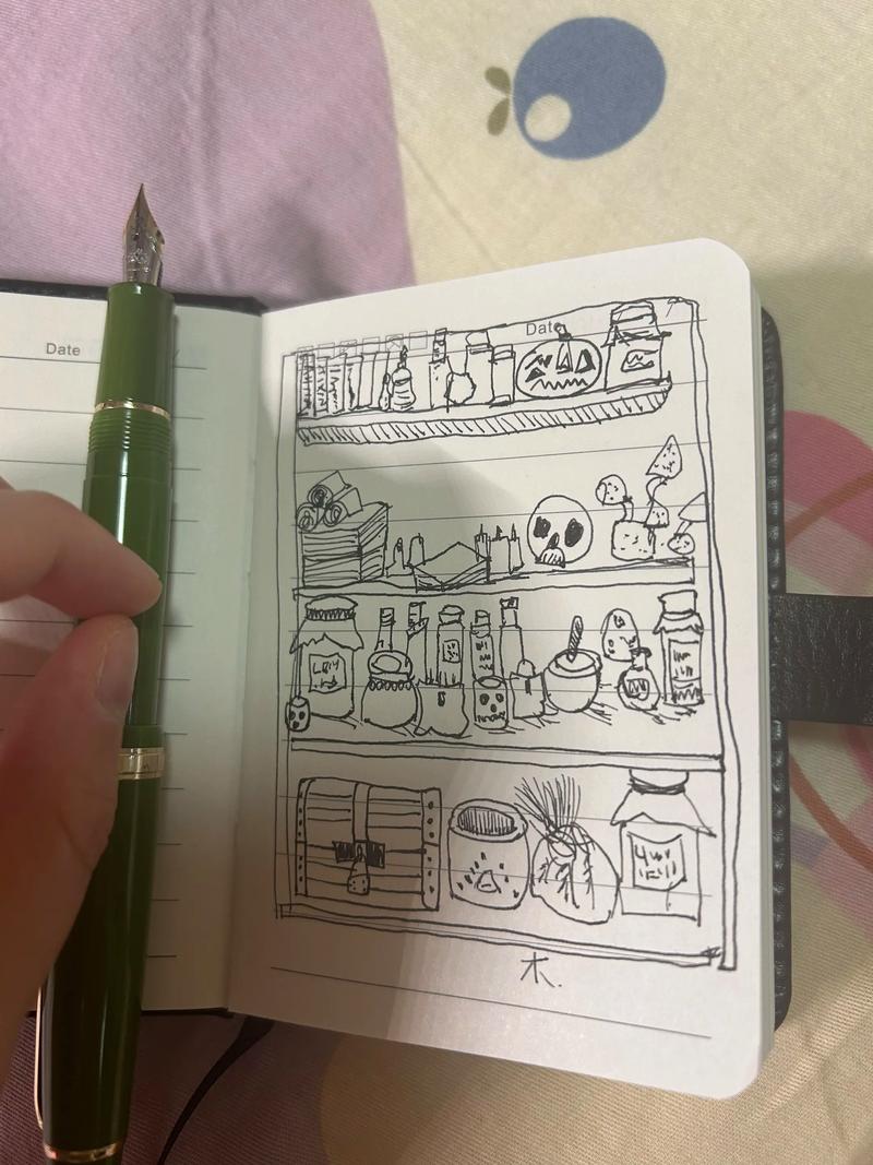 学生在作业本角落画卡通涂鸦的实拍图
