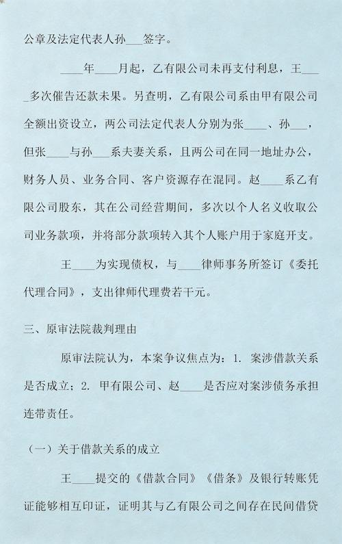 股东连带责任判决书示例