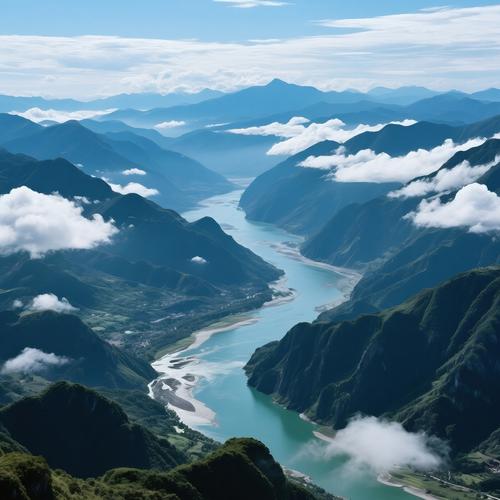 南漳沮河小三峡峡谷青山江面全景