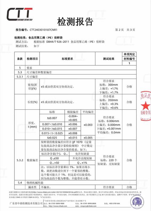 符合食品接触级的准妈妈待产用品材质检测报告